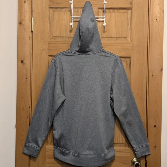 Under Amour UA Men's Med Hoodie Gray Cold Gear Fleece Big Logo Pullover Sweater - Picture 9 of 12